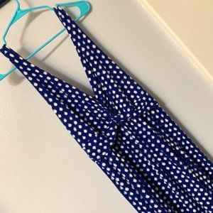 Merona Casual Royal blue v-neck dress with white spots – XL